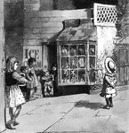 Children in front of a toy shop in New York.