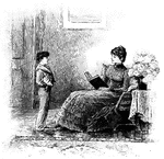 A mother reading to her son