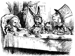 A scene from the story, "Alice in Wonderland."