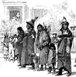 Indians lined up to go into the court-house yard