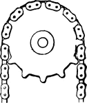 A sprocket and chain.