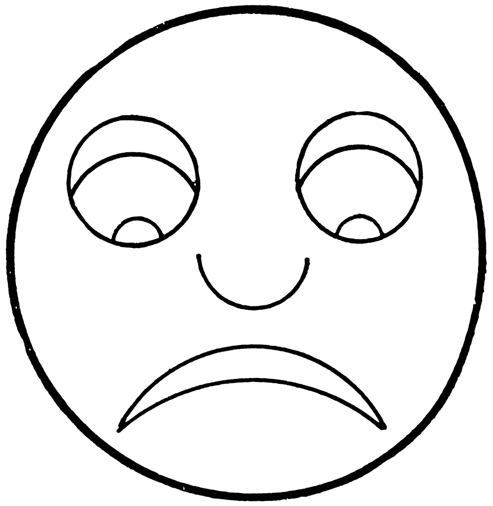 sad face black and white clipart