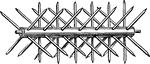 Piece of timber travsversed with spikes of iron, or of wood pointed with iron, 5 or 6 feet long, used to defend a passage.