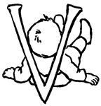 The letter V, with a baby.