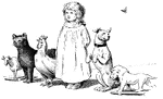 A girl with her animals and toys