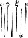"Needles and pins, chiefly aken from originals in bronze, vary in length from an inch and a half to about eight inches." &mdash; Anthon, 1891