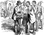 Smith showing compass to the Native Americans