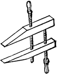 A tool used by joiners to hold work to the table or to secure two pieces together.