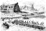 Soldiers making pontoon boats off the coast of Fredericksburg Virginia.