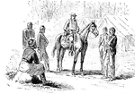 Confederate general Robert E. Lee with a prisoner.