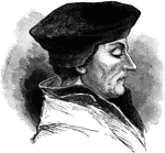 A side portrait of Erasmus of Rotterdam (1466-1536). Erasmus was a Dutch Renaissance humanist, Catholic priest, social critic, teacher, and theologian.