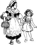 A woman with a small child in tow. The woman appears cross and the child looks anxious.