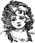 A crying girl with curly hair.