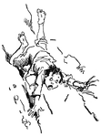 A boy falling down a hill.