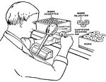 Inspecting a cartridge drawing die with magnifying glass.