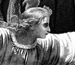 Portrait of an angel from a larger engraving of Daniel in the lions' den.