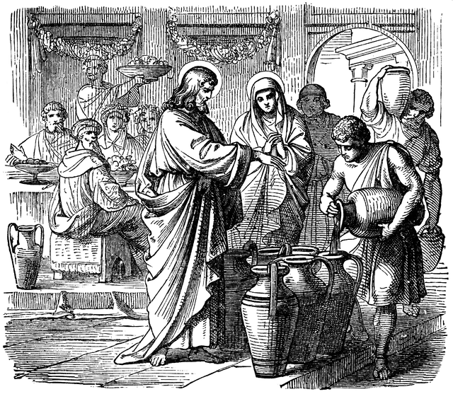 Jesus Turns Water into Wine at the Wedding at Cana | ClipArt ETC
