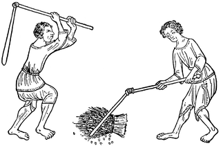 Threshing Wheat with Flails in the 14th Century | ClipArt ETC