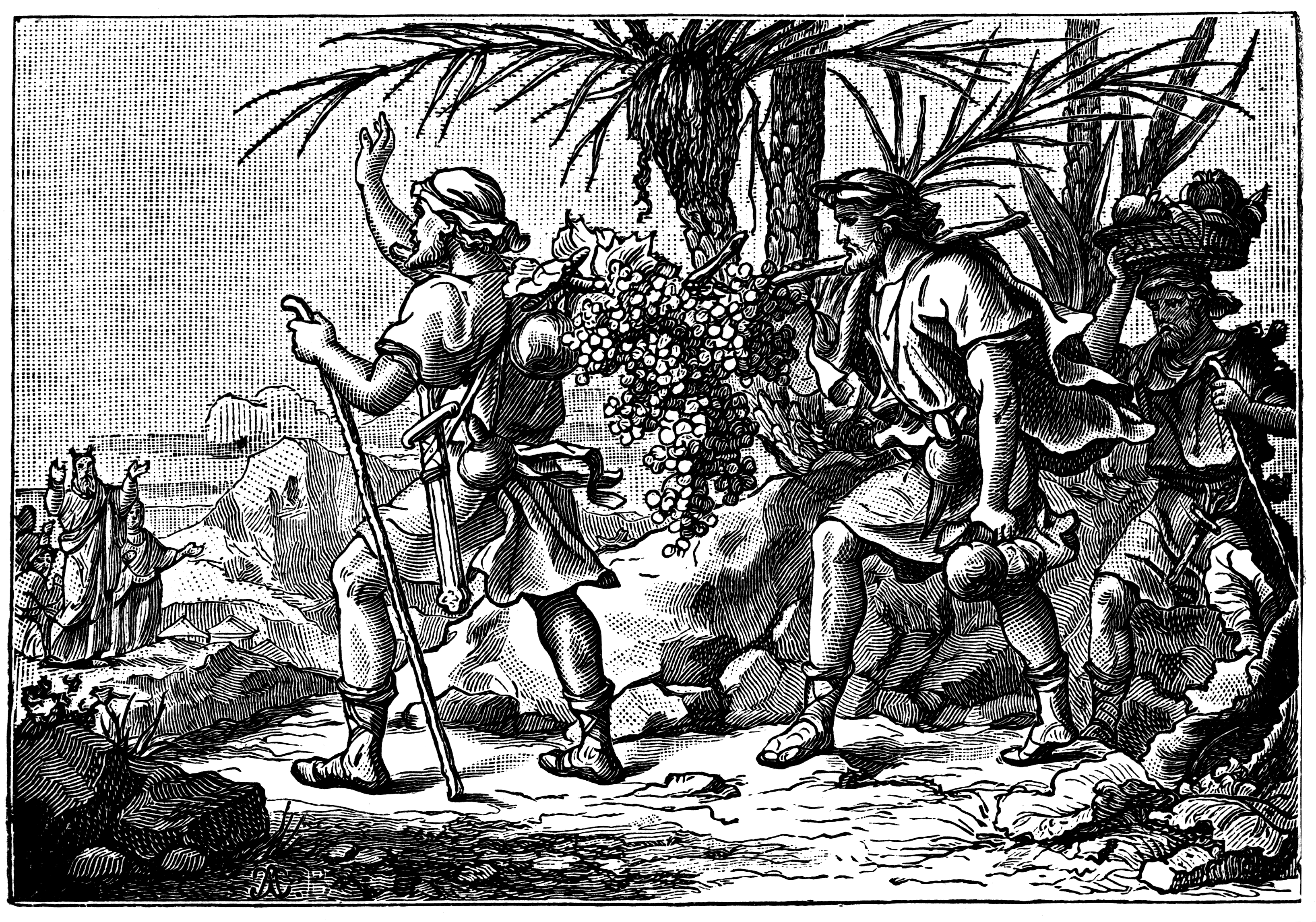 Joshua and Caleb Return from Canaan with the Other Spies | ClipArt ETC3269 x 2290