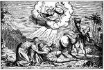 "And as he journeyed, it came to pass that he drew nigh unto Damascus: and suddenly there shone round about him a light out of heaven: and he fell upon the earth, and heard a voice saying unto him, Saul, Saul, why persecutest thou me?" Acts 9:3-4 ASV
<p>Illustration of Saul fallen to the ground. A soldier is kneeling next to him, attempting to help him. Jesus' upper body emerges from a cloud, his arms raised and hands aimed at Saul. Rays of light descend from the cloud. A horse rears next to Saul and one of his companions attempts to control it. Several Christians are bound and being led by soldiers in the shadows of the background.
