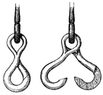 "Nautical, one of a pair of hooks working on the same axis and fitting closely together: much used about a ship's rigging. Also clip-hook, clove-hook." —Whitney, 1889