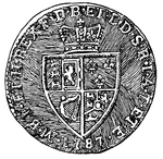 "A guinea coined by George III during the period 1787-99. It is now so called because the shield of arms on the reverse has the shape of the spade of playing cards." &mdash;Whitney, 1889