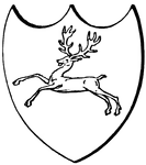 Illustration of a heraldic badge decorated with a hart, running. The hart is a common symbol in heraldry.