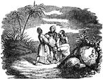 "And Ananias hearing these words fell down and gave up the ghost: and great fear came upon all that heard it. And the young men arose and wrapped him round, and they carried him out and buried him." Acts 5:5-6 ASV
<p>Illustration of three men carrying the body of Ananias to be buried. Two of the men wear head wrappings. Ananias is clothed in a long tunic.