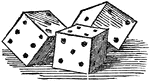 Small cubes, used in gaming, by being thrown from a box.