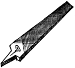 A steel instrument, having the surface covered with sharp-edged furrows.