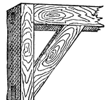 A prop or support; a piece of timber extending across a corner from one piece of timber to another.