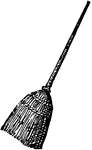 A besom, or brush with a long handle, for sweeping floors, etc.