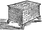 A box of wood or other material, in which articles are deposited.