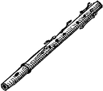 A cylindrical wind instrument, with holes along its length, stopped by the figners or by keys opened by the fingers.