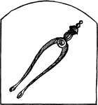 An instrument, consisting of two long shafts jointed at one end, used for handling fire or heated metals.
