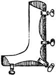 A frame or last used by boot-makers for drawing and shaping the body of a boot.