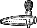 A fixture for drawing liquor from a cask or vessel, consisting of a tube stoped with a peg, spigot, or slide.