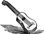 A stringed instrument resembling the violin, but larger, and having six strings, played upon with the fingers.
