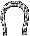 An iron shoe for horses, in shape somewhat like the letter "U."