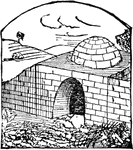 A kiln or furnace in which limestone or shells are burnt to make lime.
