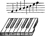 Consisting of eight; the eighth tone in the scale.