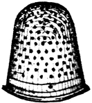 A kind of metallic cap or cover, or sometimes a ring, for the finger, used in sewing to protect the finger from the needle.