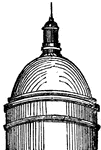 A spherical vault on the top of an edifice.