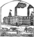 A building, or collection of buildings, appropriated to the manufacture of goods; a manufactory.
