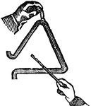 A bar of steel bent into the form of a triangle, and struck with a small rod.