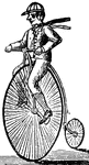 A two-wheeled velocipede; especially, one having a very large wheel above which is the seat for the rider, and one quite small following behind.