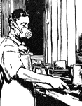 "A workman wearing a mouthpiece to protect himself from dust." — Ritchie, 1918