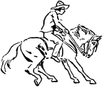 A figure on horseback.