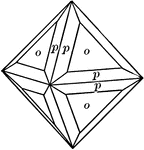 "A combination of a trisoctahedron and an octahedron. It will be noted that the faces of the trisoctahedron bevel the edges of the ocrahedron." &mdash; Ford, 1912