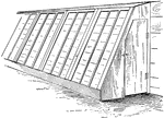 "This may be either a temporary or permanent building, and it is generally used for the protection of half-hardy plants which are grown in pots and tubs." &mdash; Baily, 1898